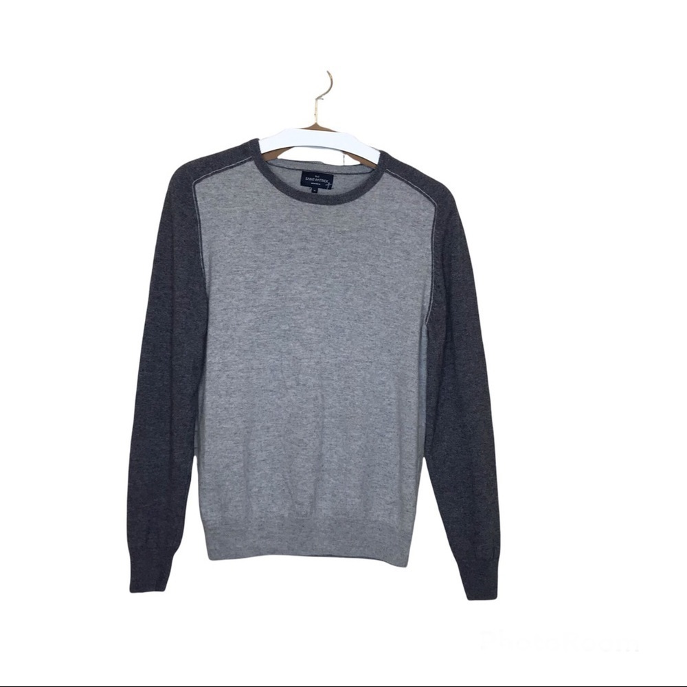 Rue‎ Saint-Patrick Mens Size M Cashmere Blend Pullover Sweater Gray Colorblock